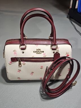 Coach C3243 NWOT Rowan Satchel Bag With Heart Floral Print